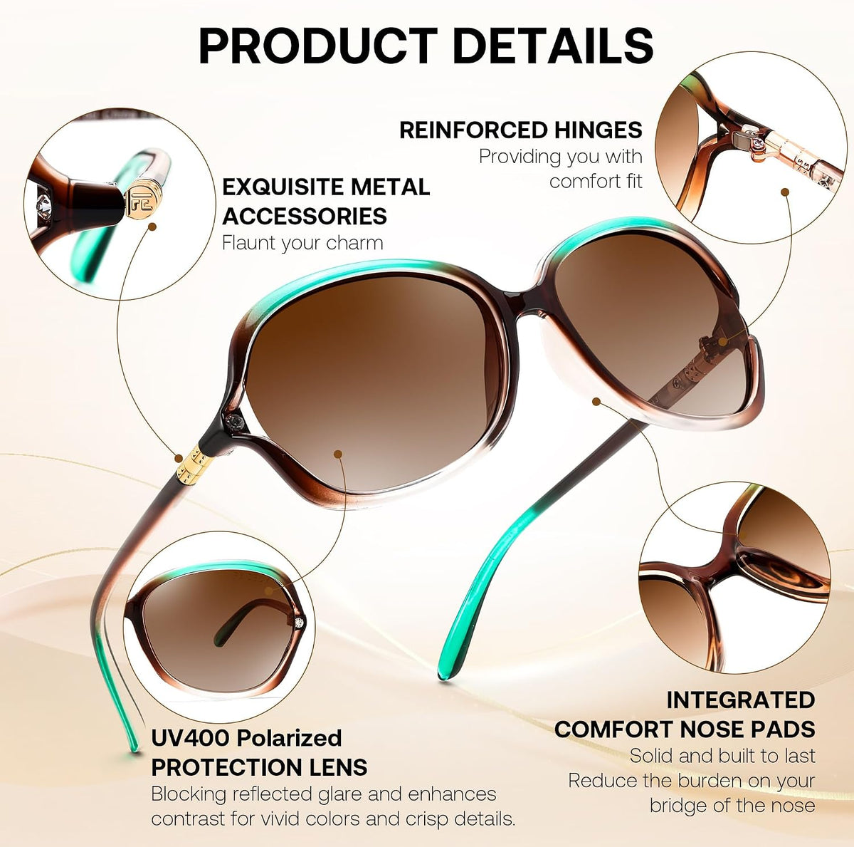ÉÌƷͼƬ 19 | B0H8N71P98 | FEISEDY Fashion Polarized Sunglasses for Women Butterfly UV400 B0424