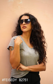 ÉÌƷͼƬ 3 | B0CB543WBD | FEISEDY Vintage Retro 70s Plastic Aviator Sunglasses Women Men Classic Large Squared Frame B2751