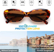 ÉÌƷͼƬ 23 | B0H2YQ7P2Y | FEISEDY Women Vintage Oval Cat Eye Sunglasses, Retro Narrow Shades B0459