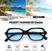 ÉÌƷͼƬ 5 | B0HJYQR9BW | FEISEDY Classic Square Sunglasses for Women Men, Retro Trendy Shades B0493