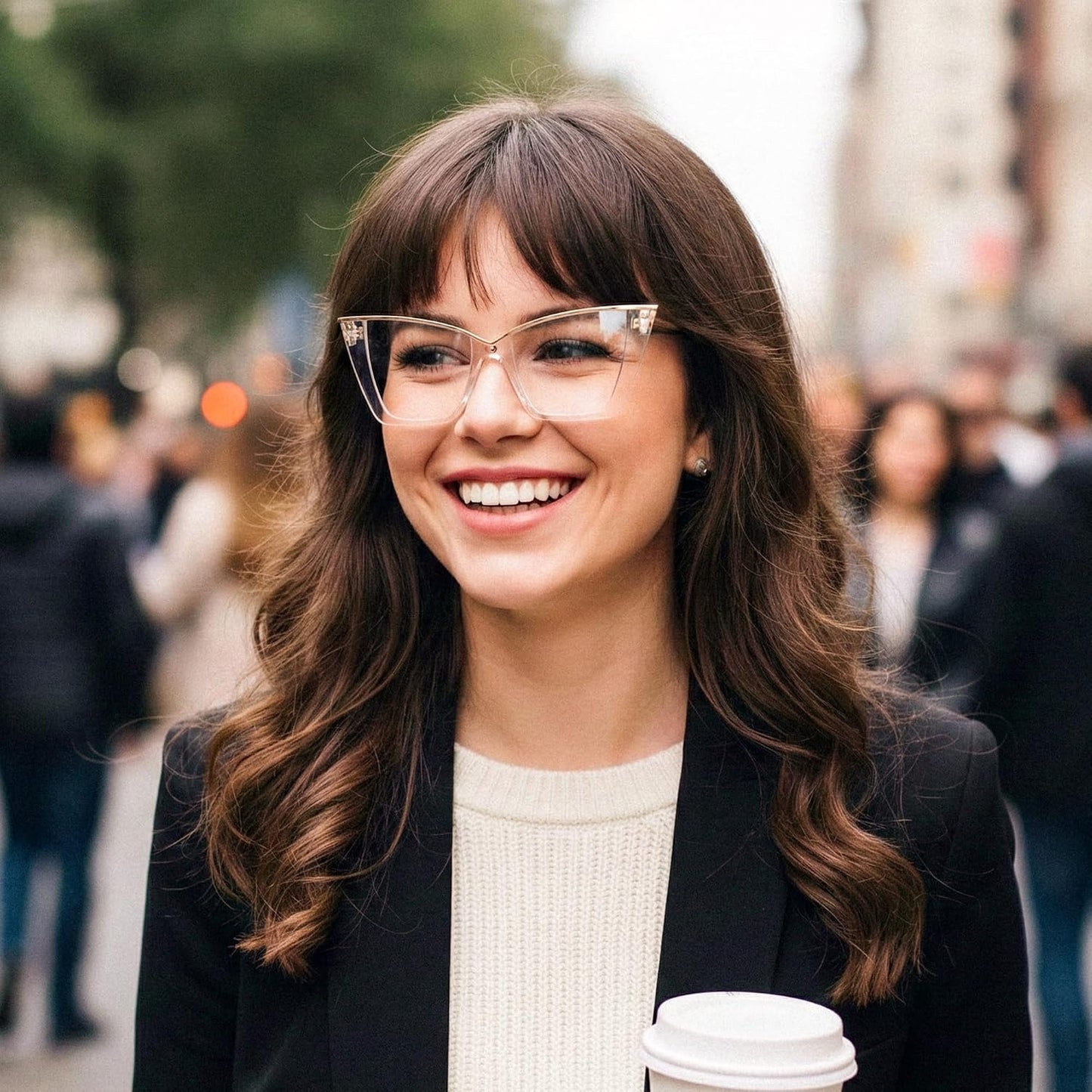 商品图片 49 | B0DGX4KTLX | FEISEDY Fashion Cat Eye Blue Light Blocking Glasses for Women Fake Retro Eyeglasses Oversized Stylish Eyewear Frame B0240