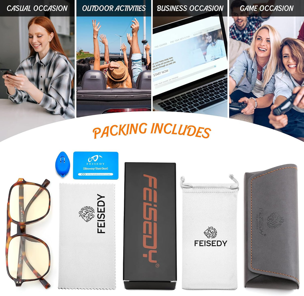 ÉÌƷͼƬ 87 | B0GCVQFPW9 | FEISEDY Blue Light Glasses for Computer Gaming Anti Eyestrain Glasses G2835