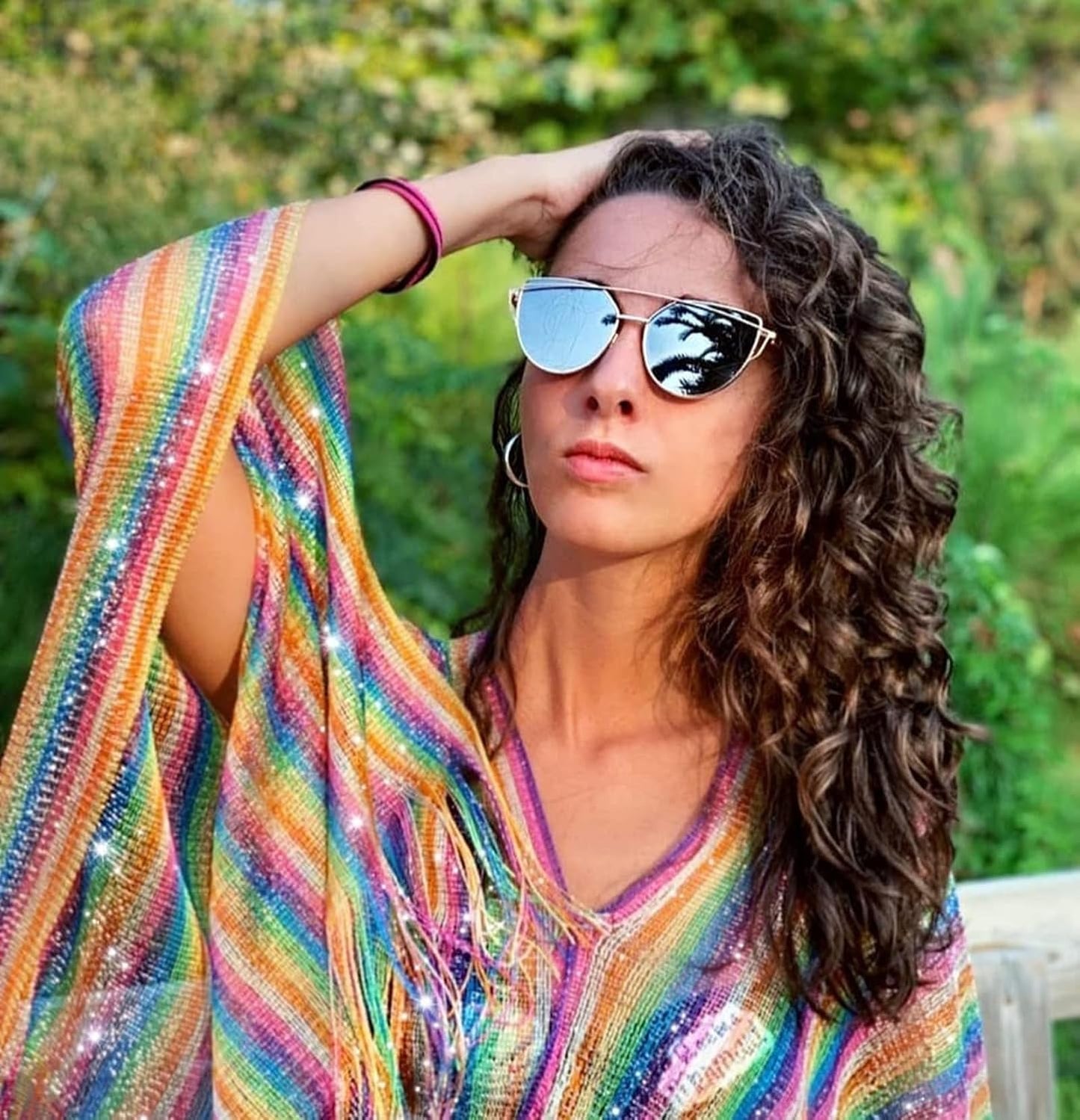 商品图片 4 | B01MEHLOJ8 | FEISEDY Cat Eye Fashion Metal Frame Mirrored Flat Lenses Women Sunglasses B2206