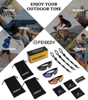ÉÌƷͼƬ 39 | B0FG2NFPX3 | FEISEDY 3 Pack Polarized Sports Sunglasses for Men, Wrap Around Frame, UV400 Protection, Fishing Driving Cycling B2674