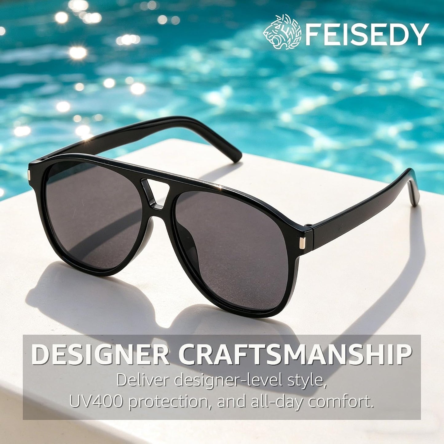 商品图片 33 | B0GXMV1N2N | FEISEDY Retro Aviator Sunglasses for Women Men Square Sunnies 70s Pilot Style Lightweight UV400 Shades B0421