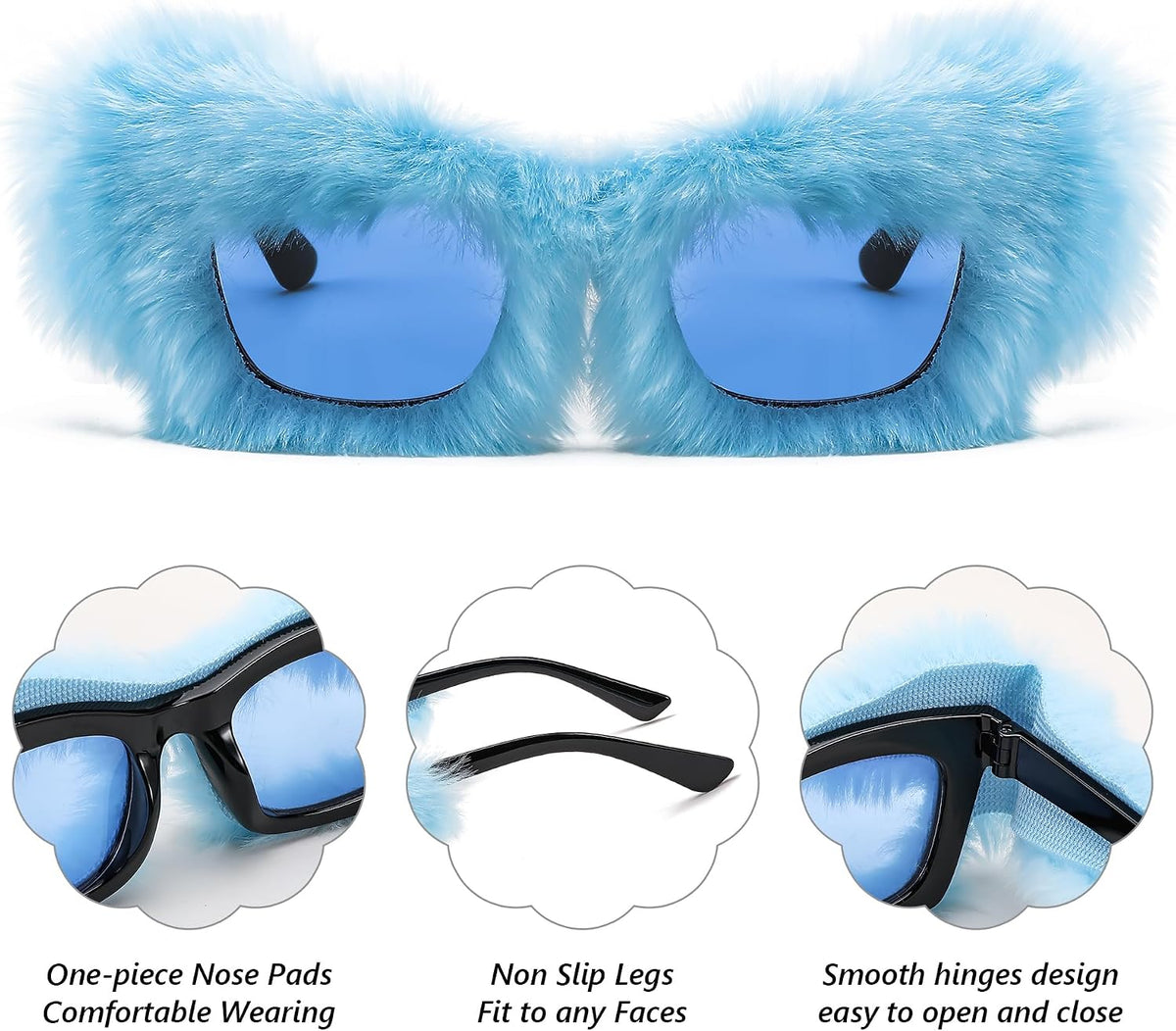 ÉÌƷͼƬ 113 | B09PN9V5N6 | FEISEDY Sunglasses Women Plush Fuzzy Soft Velvet Party Masquerade B2877