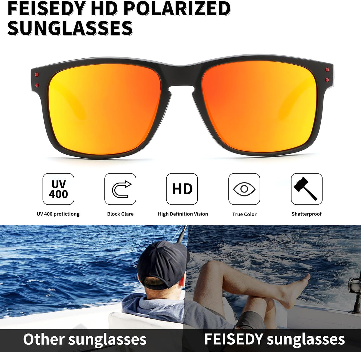 ÉÌƷͼƬ 16 | B0F8HGGZ7R | FEISEDY Polarized Sunglasses for Men Women Sports Driving Fishing Hiking Glasses UV400 Protection B0080