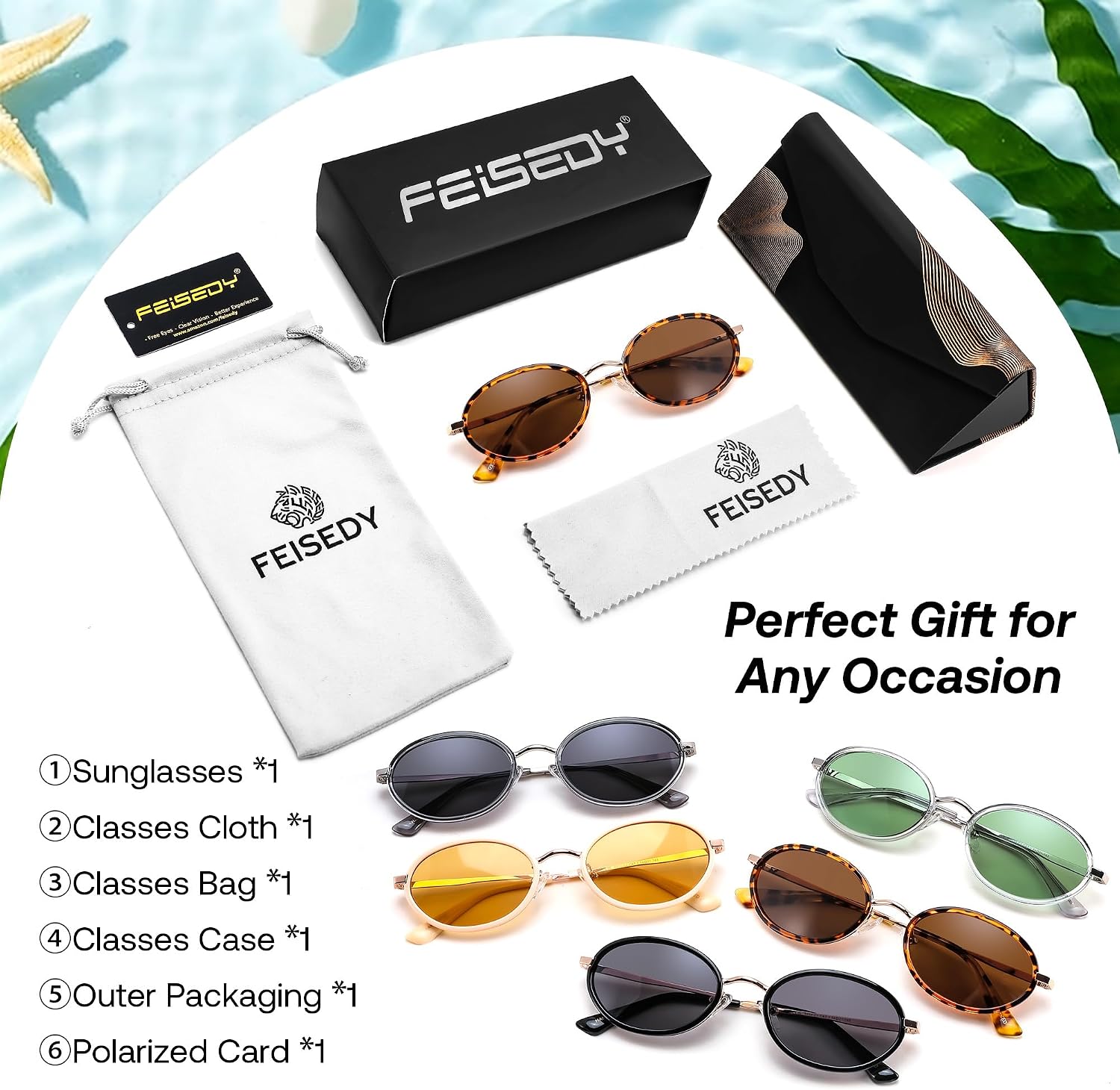 商品图片 19 | B0GX9GL5XF | FEISEDY Polarized Oval Metal Sunglasses for Women Men Classic Retro B0439