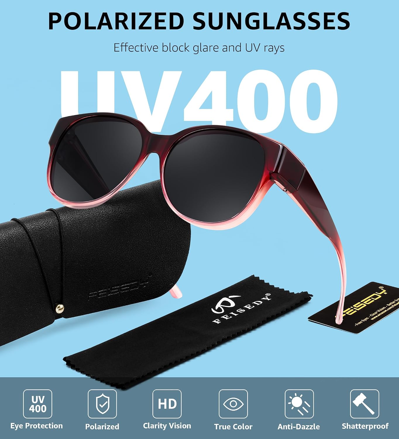 商品图片 32 | B0FRRT5Z37 | FEISEDY Fit Over Glasses Polarized Sunglasses, UV400 Protection for Driving & Outdoor Activities B0328