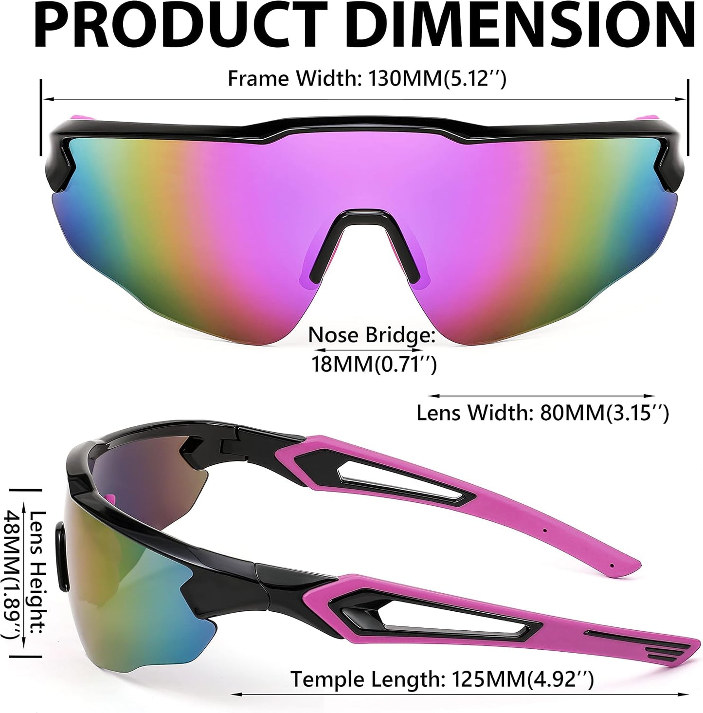 商品图片 28 | B0B2WDLNDM | FEISEDY Sports Sunglasses, with 5 Lenses for Men Women, TR90 Lightweight, Baseball Cycling Motorcycle Running Golf B2940
