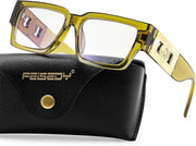 Transparent Green / 56 Millimeters | B0GQZFDSV5 | FEISEDY Retro Trendy Rectangle Blue Light Glasses for Women Men B0365