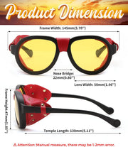 ÉÌƷͼƬ 15 | B0D5HMBR1X | FEISEDY Steampunk Sunglasses Women Men£¬Polarized Yellow Lens, Retro Round Vintage Frame Leatherwear B0159