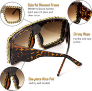 ÉÌƷͼƬ 5 | B09YHJ846J | FEISEDY Square Diamond Sunglasses for Women Retro Fashion Shiny Rhinestone Sun Glasses B2916