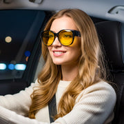 ÉÌƷͼƬ 2 | B0FX4NQCGM | FEISEDY 2Pack Night Driving Glasses Over Glasses with Yellow Lenses Fit Over Polarized Nighttime Sunglasses B0331