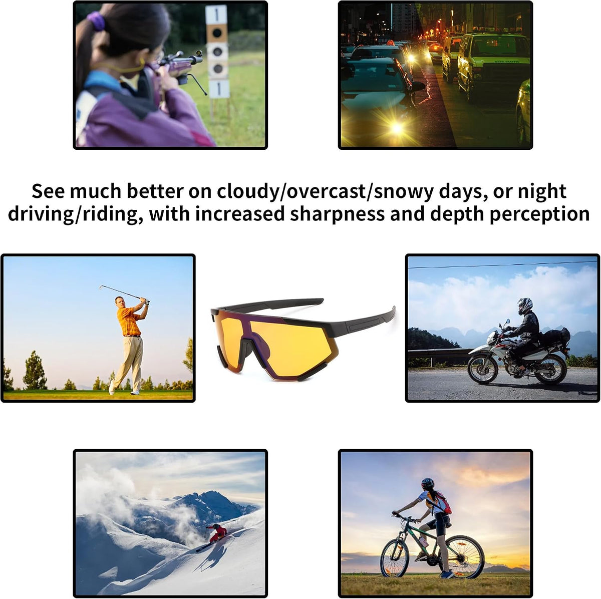 ÉÌƷͼƬ 5 | B0DFMBL68F | FEISEDY Photochromic Sports Sunglasses for Men Women Night Vision Cycling Driving Running Glasses B0233