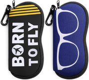 Glasses + Pilot | B0GFYVZDK2 | FEISEDY 2Pack Sunglasses Soft Case Ultra Light Neoprene Zipper Portable Eyeglass Pouch with Belt Clip B0385