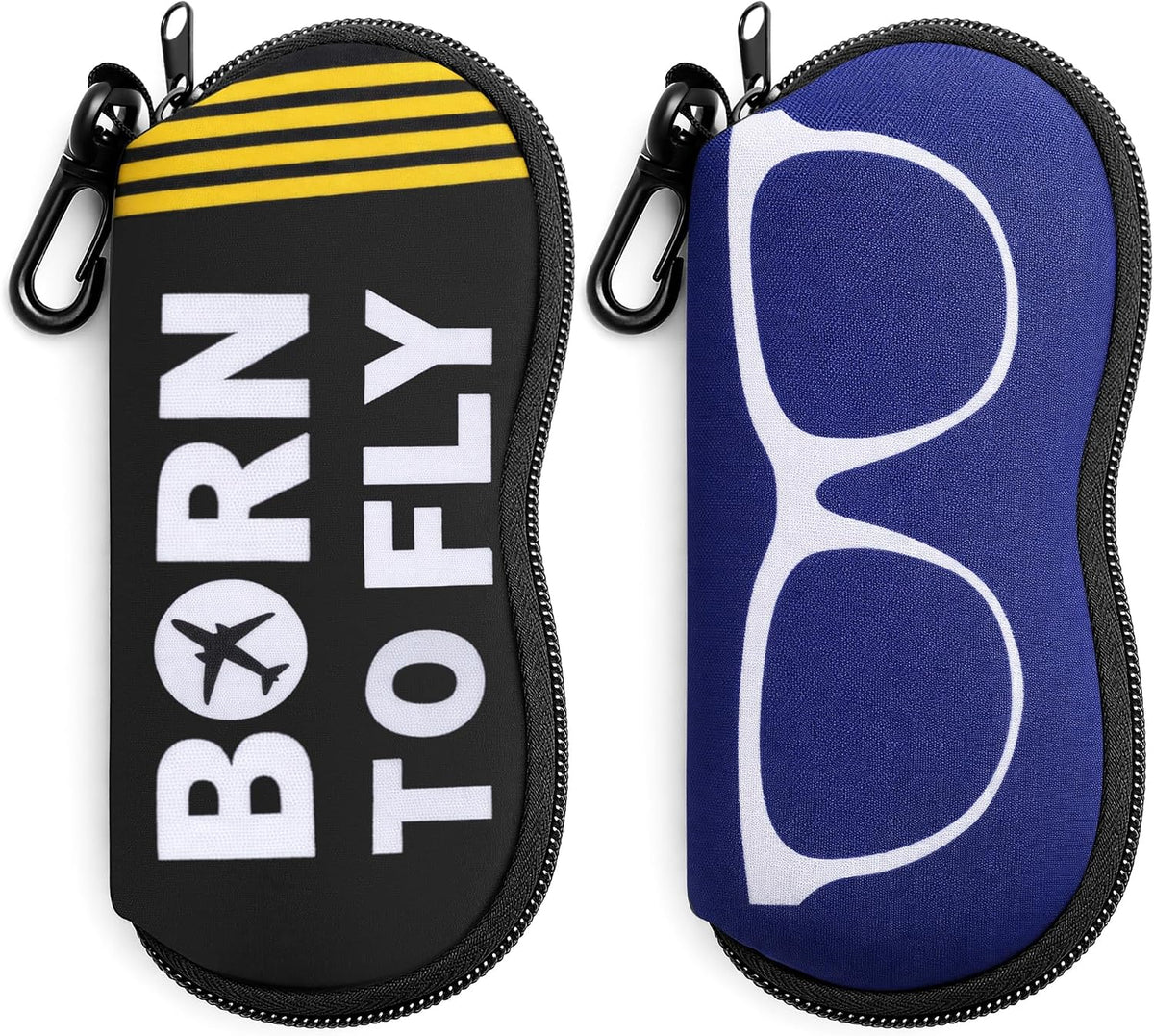 Glasses + Pilot | B0GFYVZDK2 | FEISEDY 2Pack Sunglasses Soft Case Ultra Light Neoprene Zipper Portable Eyeglass Pouch with Belt Clip B0385