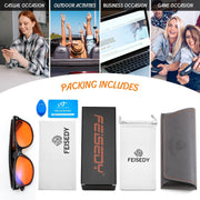 ÉÌƷͼƬ 11 | B0GK2PTMMH | FEISEDY Orange/Red Classic Blue Light Blocking Glasses for Women Men B0339