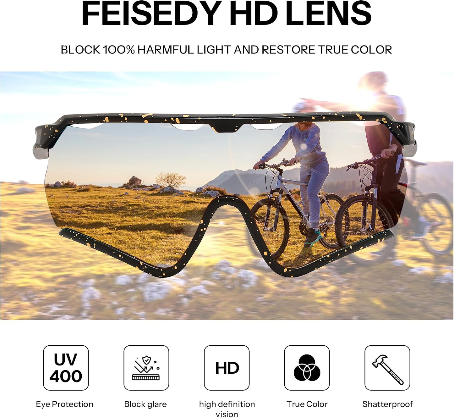 商品图片 33 | B0FL29WPXL | FEISEDY Sports Sunglasses for Men Women Youth Baseball Cycling Running Softball Biking Glasses B0305