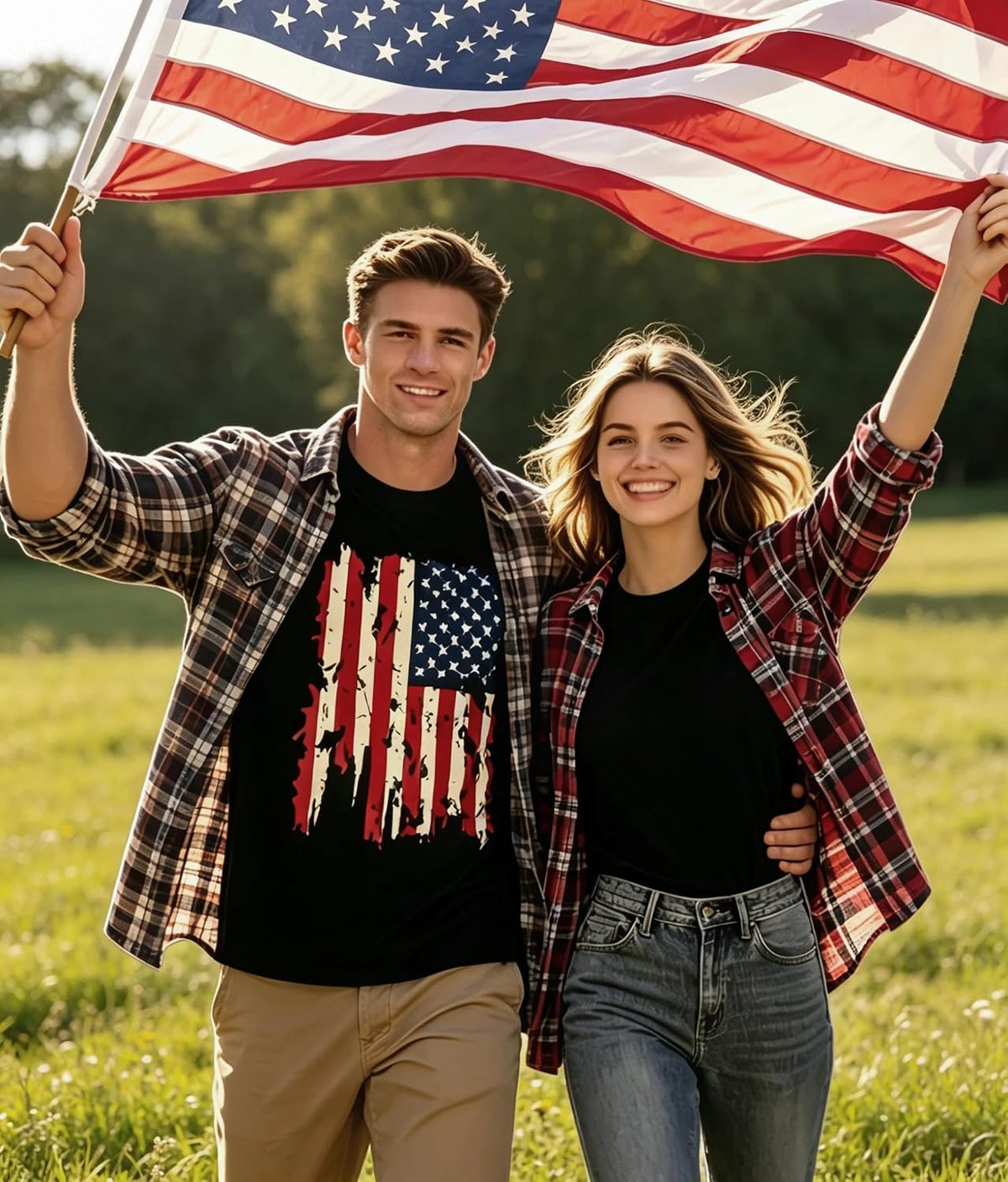 商品图片 6 | B0H4KL1VGB | Men's 4th of July Shirts, Vintage Distressed American Flag Patriotic T-Shirt, Short Sleeve Independence Day Graphic Tee Tops