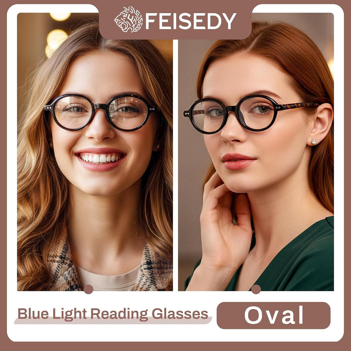 ÉÌƷͼƬ 9 | B0FR9T1TCC | FEISEDY Vintage Oval Blue Light Reading Glasses for Women, Stylish Lightweight 90s Reader B0327
