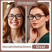 ÉÌƷͼƬ 9 | B0FR9T1TCC | FEISEDY Vintage Oval Blue Light Reading Glasses for Women, Stylish Lightweight 90s Reader B0327