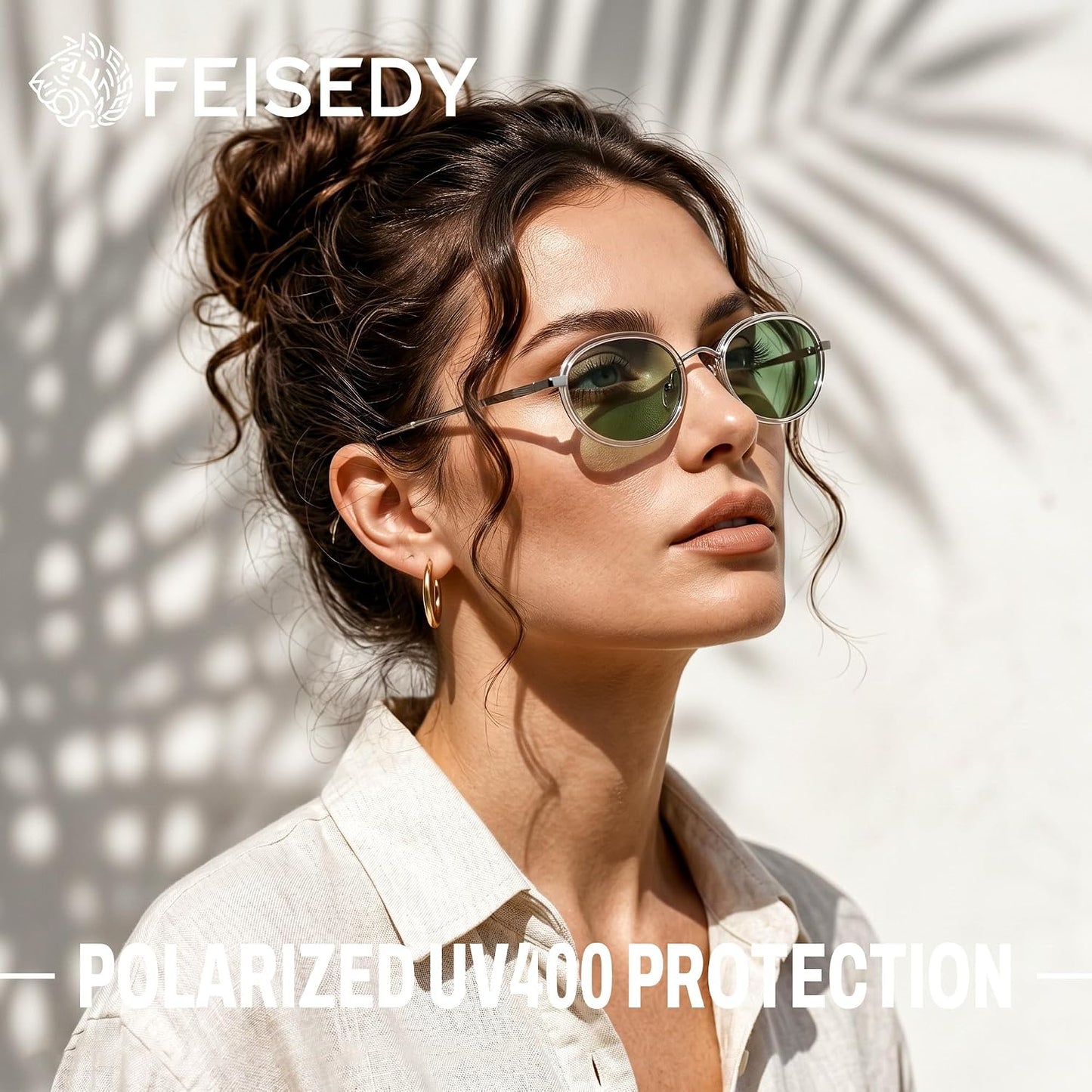商品图片 9 | B0GX9GL5XF | FEISEDY Polarized Oval Metal Sunglasses for Women Men Classic Retro B0439