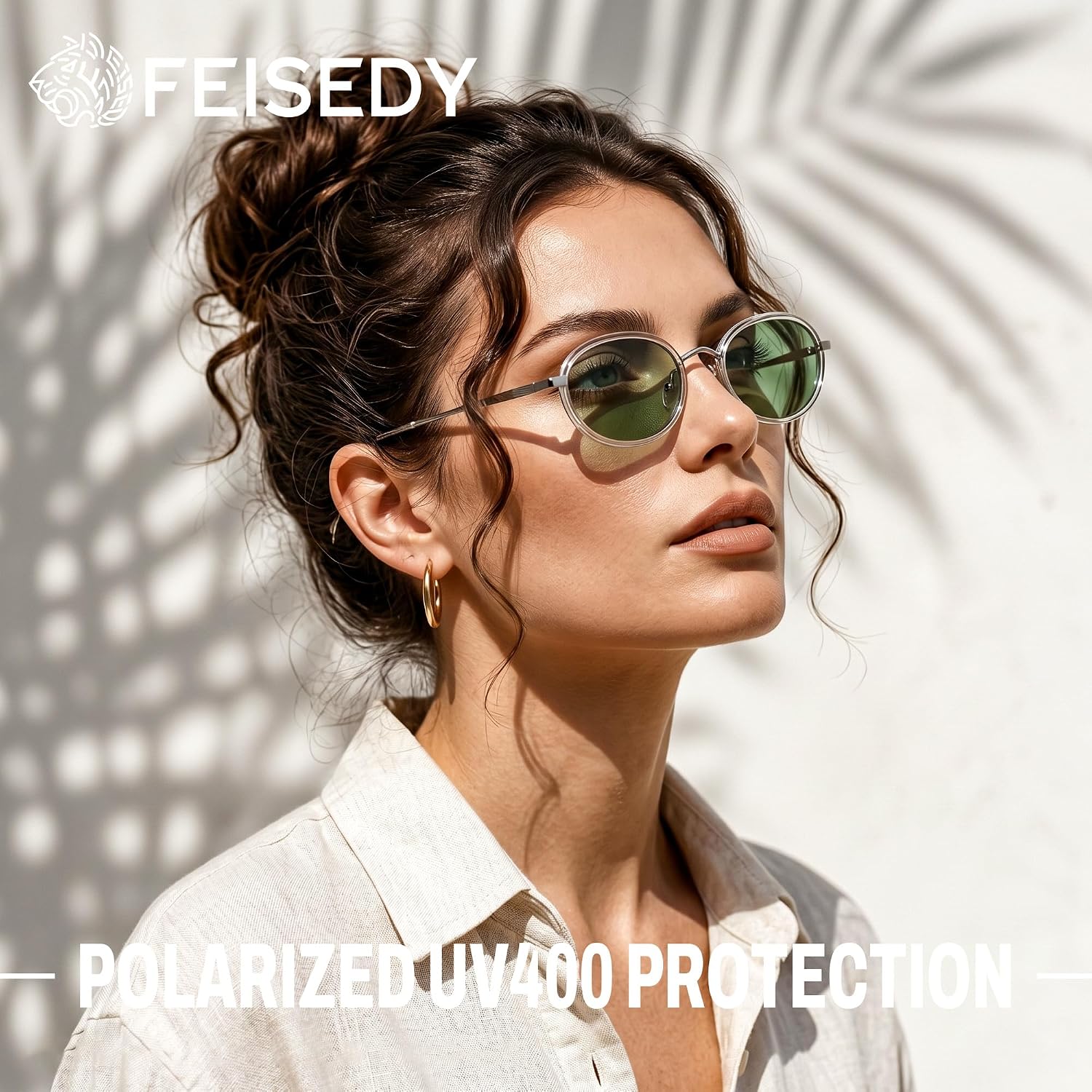 商品图片 9 | B0GX9GL5XF | FEISEDY Polarized Oval Metal Sunglasses for Women Men Classic Retro B0439