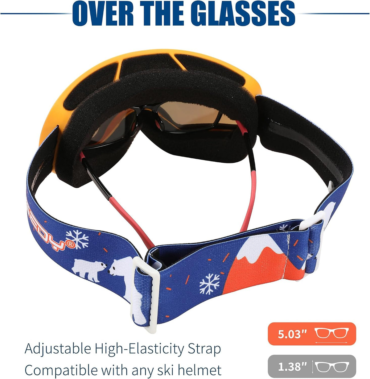商品图片 4 | B0CHF64BPK | FEISEDY Kids Ski Goggles,Snowboard Goggles for Boys Girl Youth,OTG Anti Fog UV Protection Snow Goggles B0019