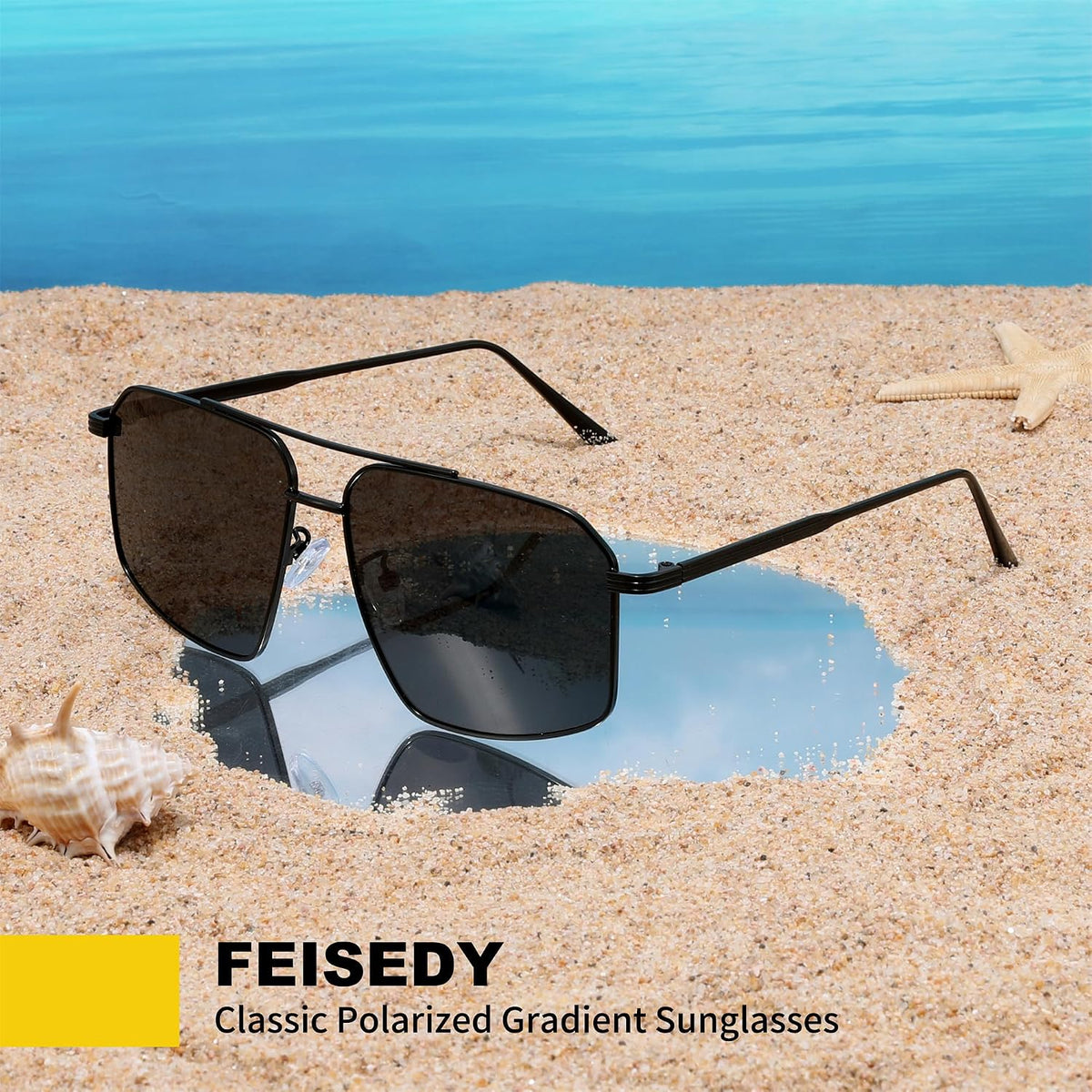 ÉÌƷͼƬ 7 | B0GQY2S7JF | FEISEDY Vintage Polarized Aviator Sunglasses Men Women Classic American Gradient Lens UV400 Protection B0273