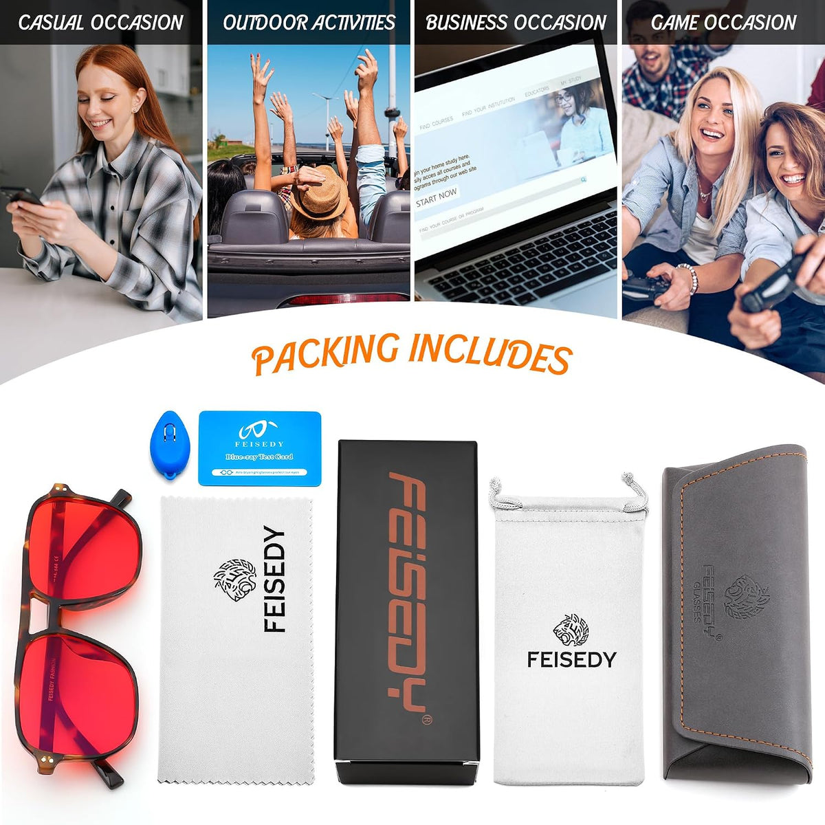 ÉÌƷͼƬ 33 | B0GCVQFPW9 | FEISEDY Blue Light Glasses for Computer Gaming Anti Eyestrain Glasses G2835