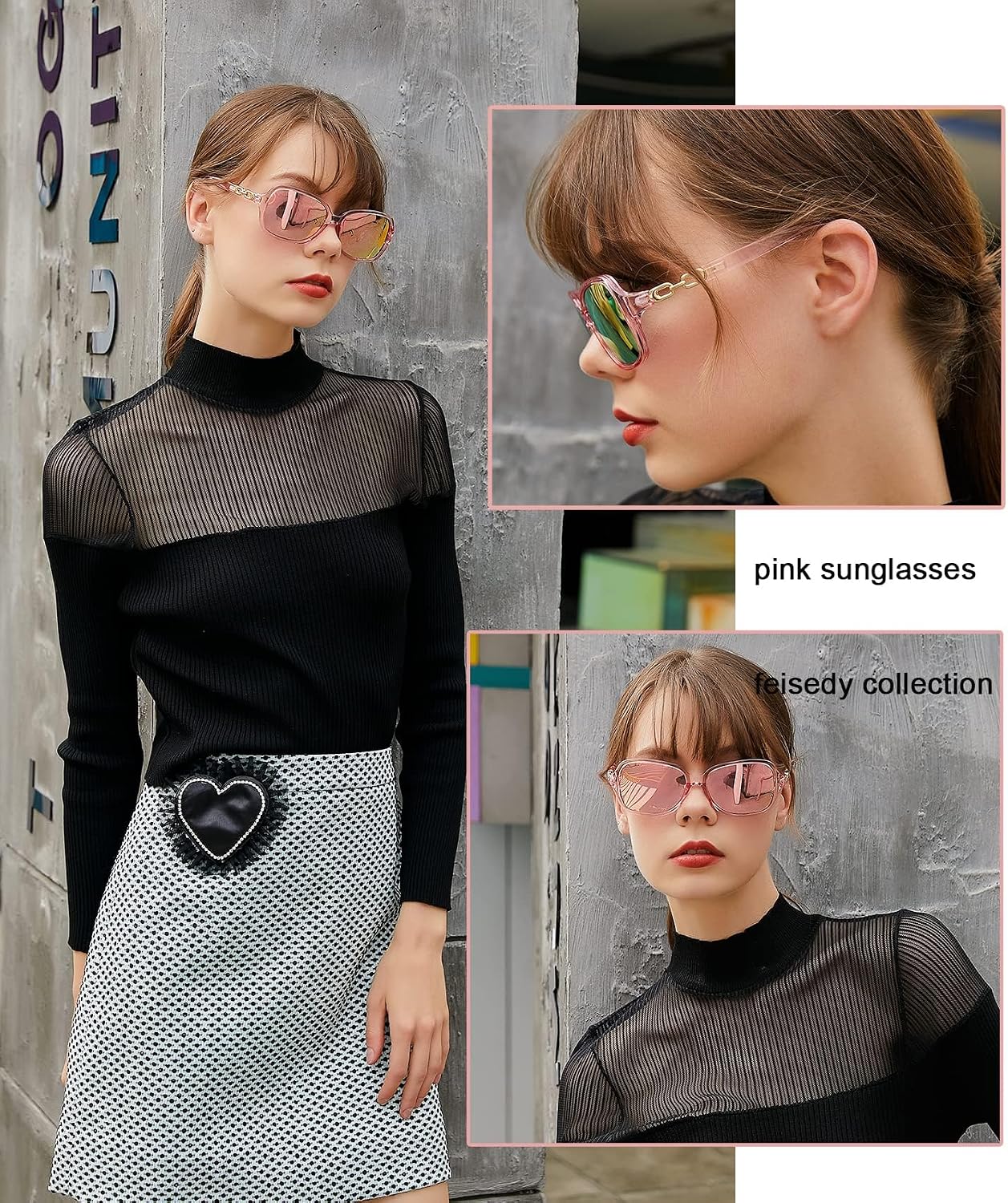 商品图片 2 | B08LPZDDKZ | FEISEDY Womens Polarized Sunglasses Square Wraparound Shades UV400 Mirrored Trendy Sun Glasses for Women B2526
