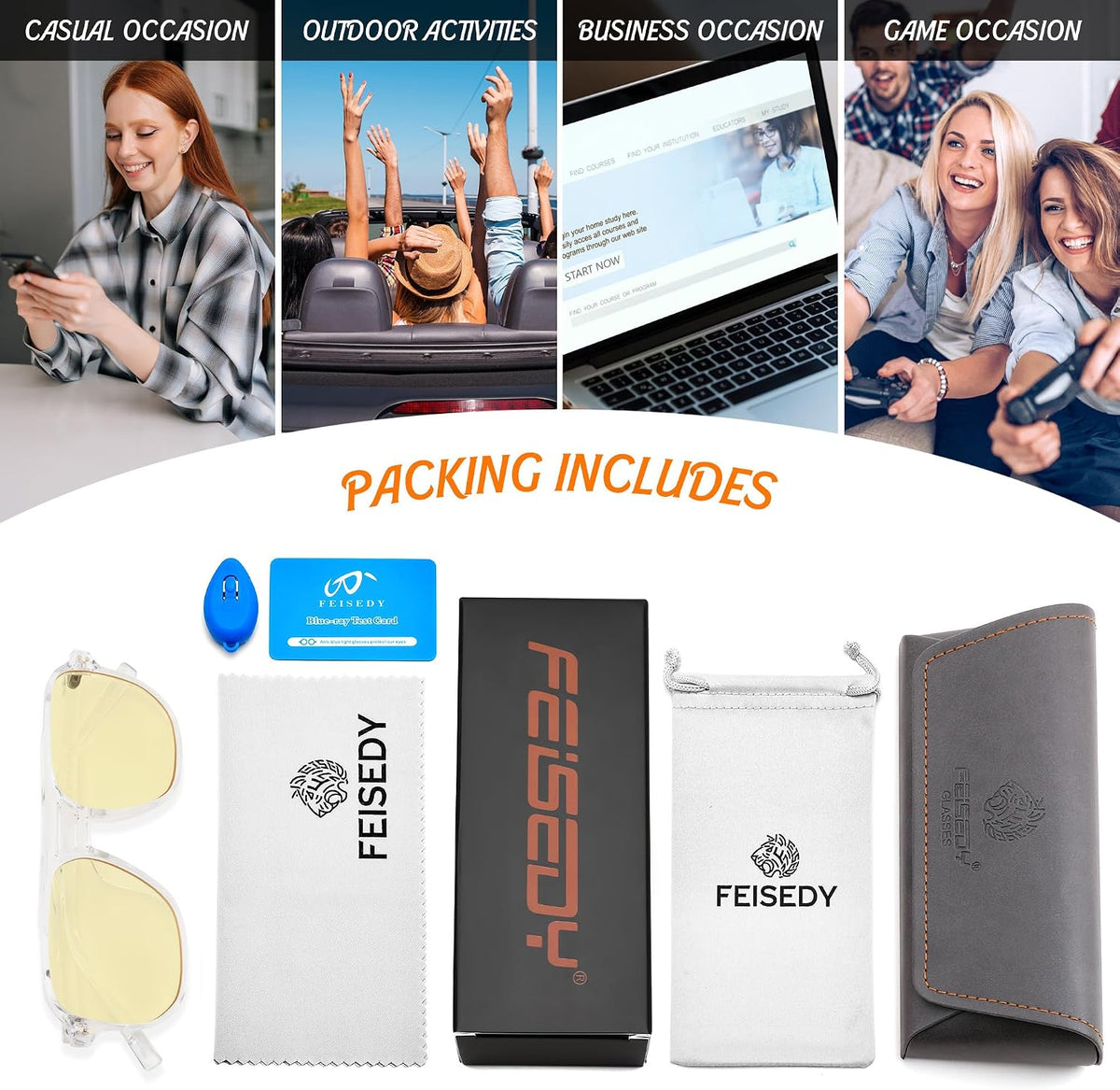 ÉÌƷͼƬ 64 | B0GCVQFPW9 | FEISEDY Blue Light Glasses for Computer Gaming Anti Eyestrain Glasses G2835