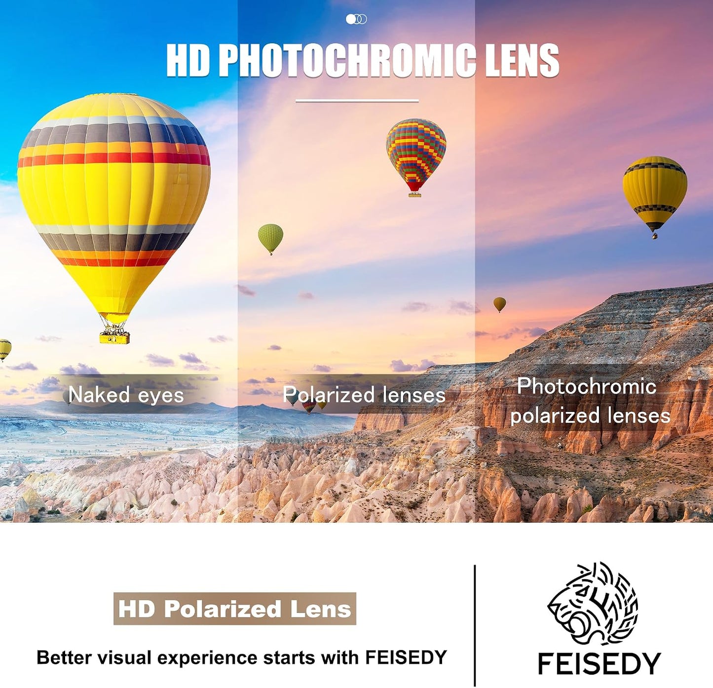 商品图片 6 | B0D2RBKKPD | FEISEDY Polarized Women Sunglasses Retro Shades Photochromic Lens Sparkling Crystal Sunglasses UV400 Protection B0144