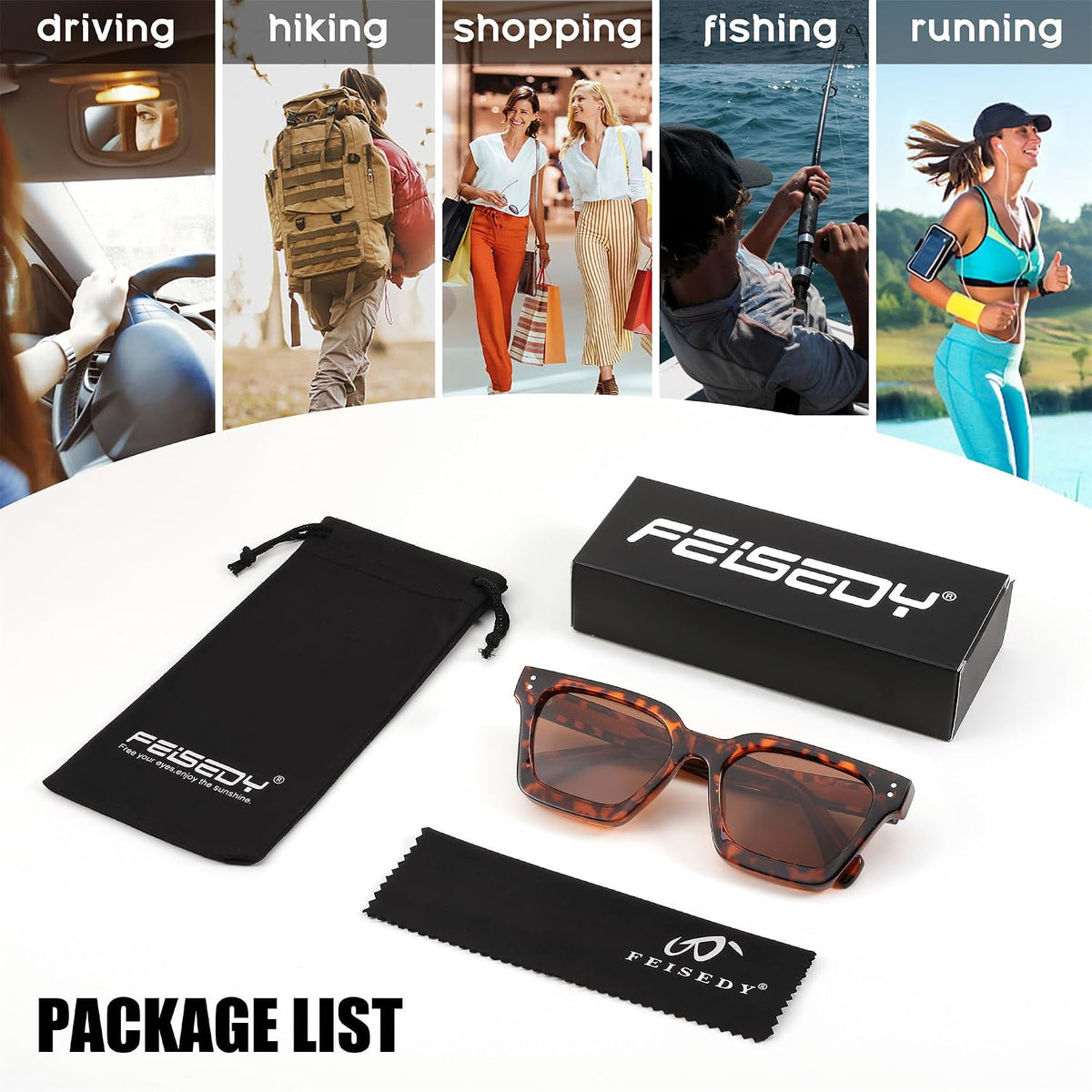 ÉÌƷͼƬ 24 | B0C9J9VMJL | FEISEDY Sunglasses Men Women Polarized, Chunky Square Thick Frame, Rectangle UV400 Shade Sun Glasses B2396