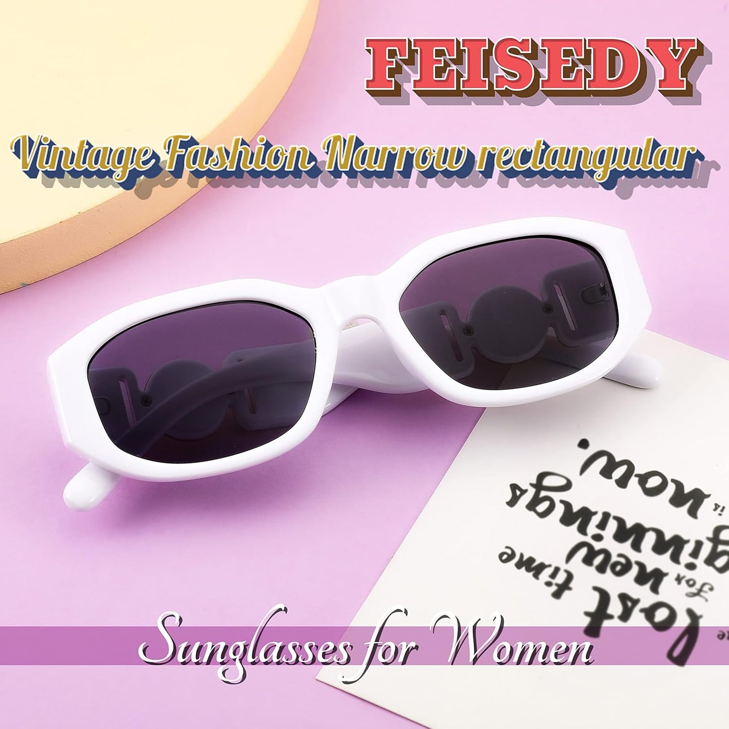商品图片 84 | B0B5V7T75J | FEISEDY Retro Trendy Rectangle Sunglasses Women Men Narrow Shades B2322