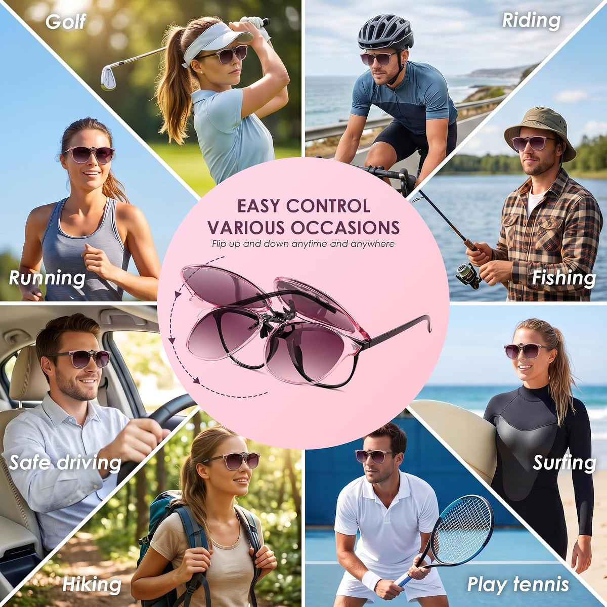 商品图片 35 | B0HDSX3PVB | FEISEDY Polarized Flip-Up Clip On Sunglasses Over Prescription B0486