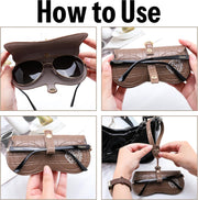 ÉÌƷͼƬ 5 | B0H4QTYMQP | FEISEDY Soft Crocodile Textured Leather Sunglass Bag, Portable Glasses Pouch With Button Clip Wrist Strap B0366