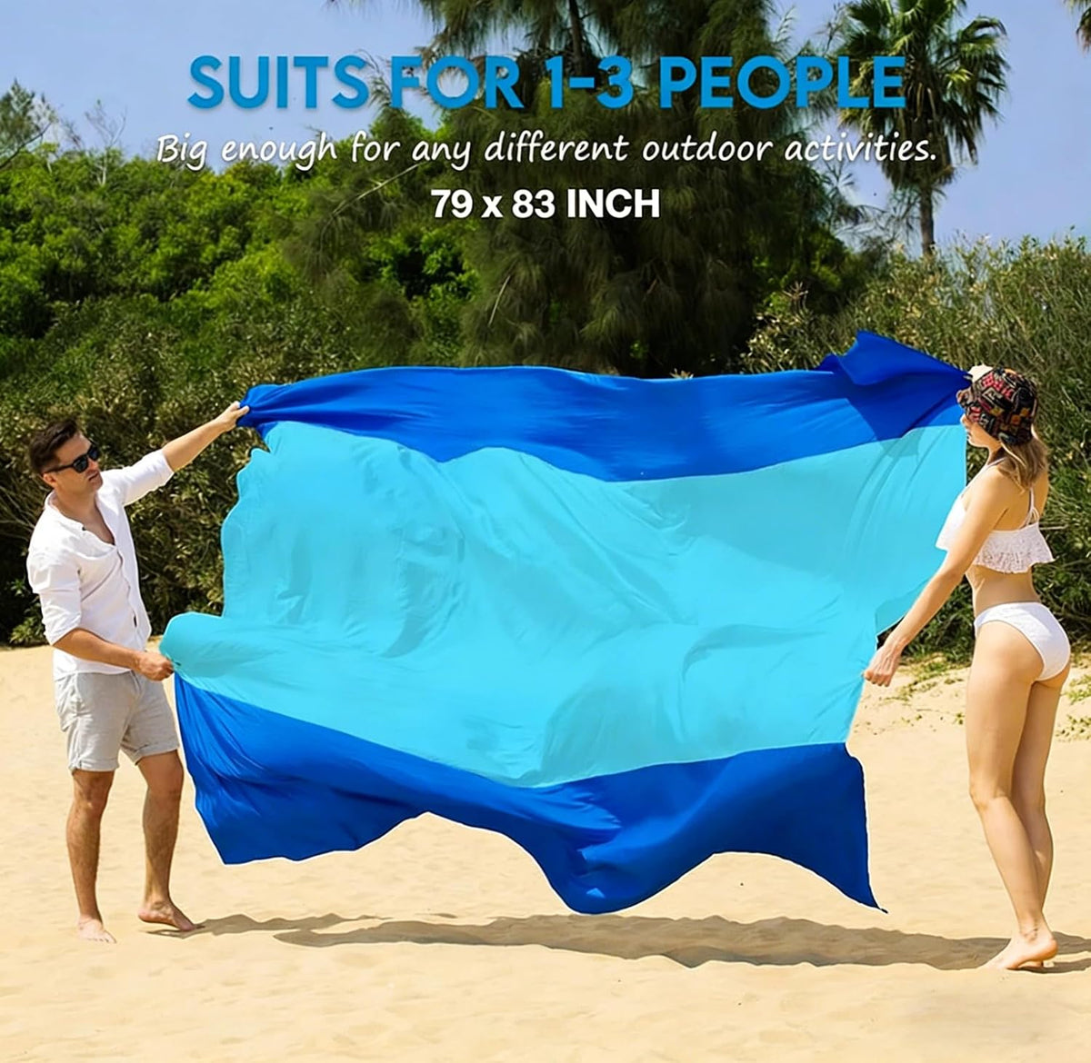 商品图片 6 | B0GR4ZHBPG | Beach Blanket Sandproof Waterproof, Large Beach Mat Oversized Quick Drying Lightweight Sand Free Mats with Stake, Carry Bag