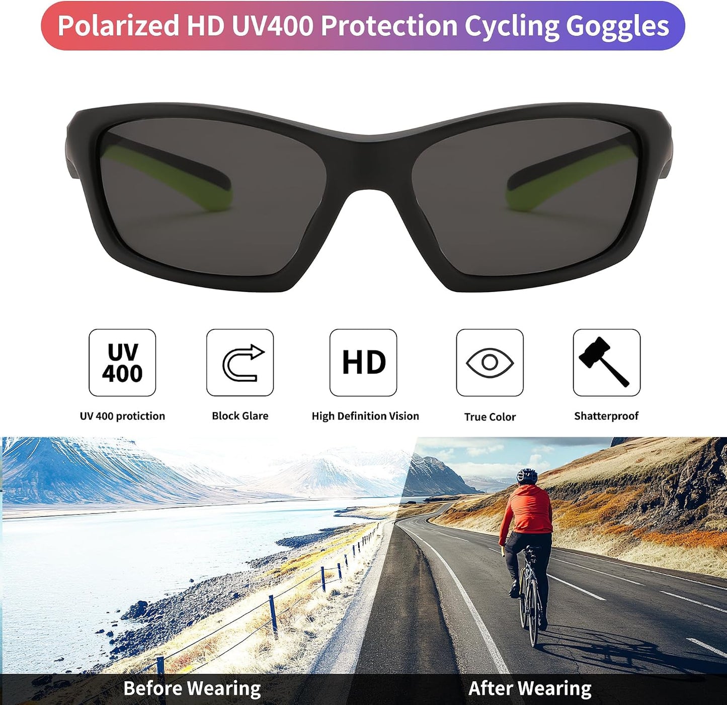 商品图片 5 | B0D1GDXPL3 | FEISEDY Kids Polarized Sunglasses TR90 Sports Cycling Glasses UV400 for Boys Girls Age 3-10 B0160