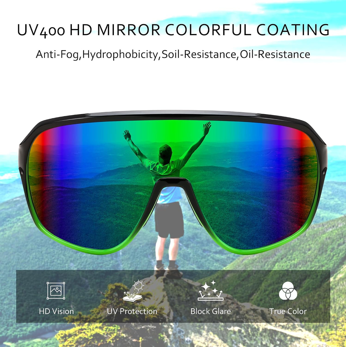 ÉÌƷͼƬ 22 | B0D5D4T92Q | FEISEDY Sports Sunglasses for Men and Women,Oversized One Piece Reflective Lens Cycling Sunglasses B0178