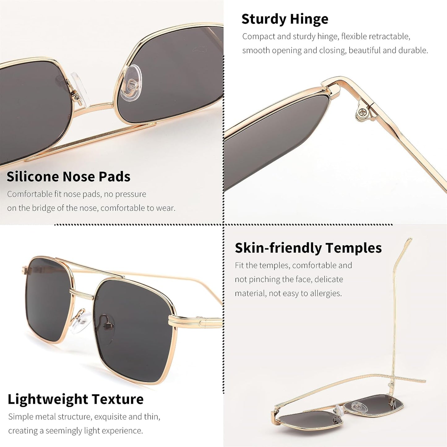 商品图片 21 | B09GKB6G1G | FEISEDY Fashion Square Aviator Sunglasses Women Men Trendy Retro Metal Frame Sun Glasses Candy Color Lens B1036