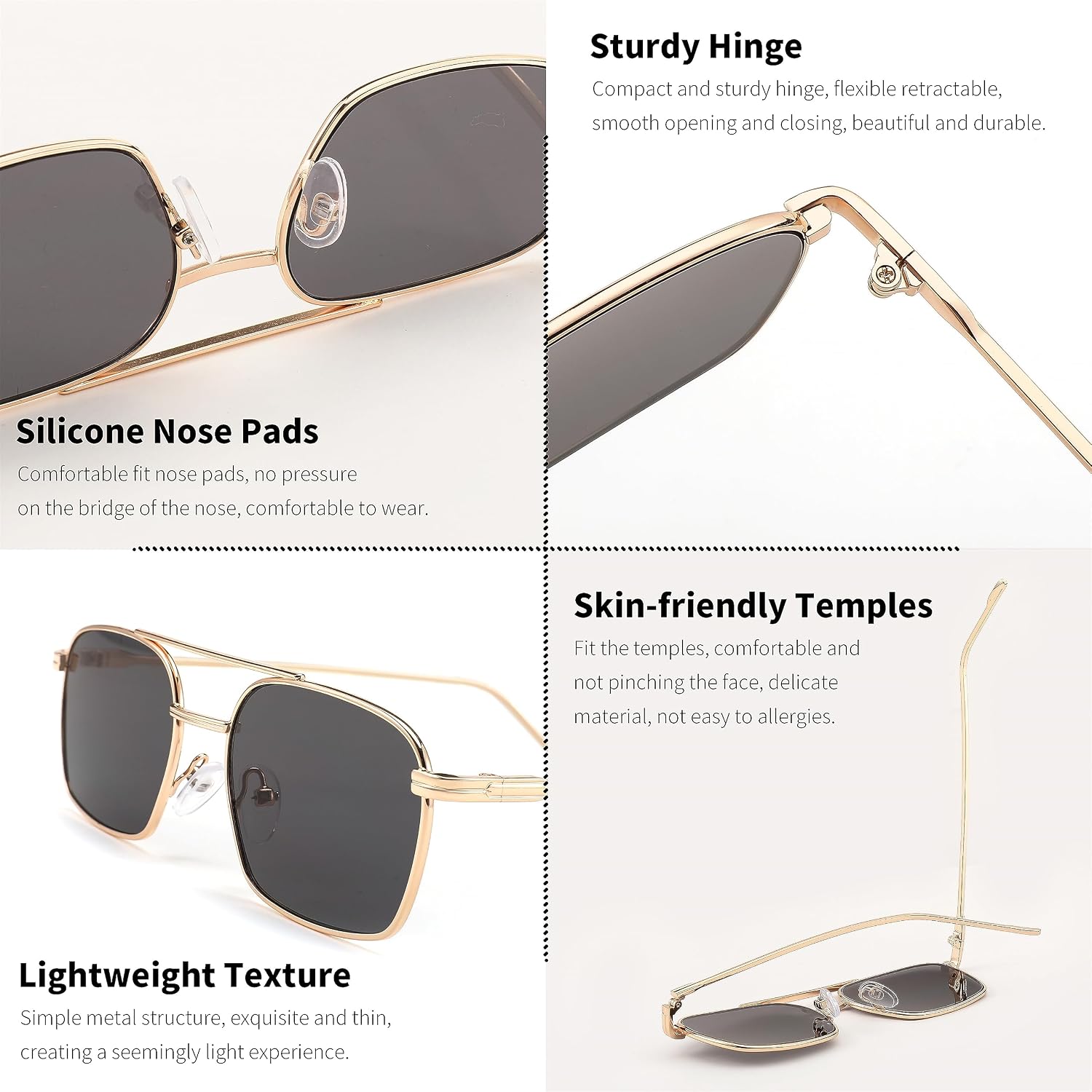商品图片 21 | B09GKB6G1G | FEISEDY Fashion Square Aviator Sunglasses Women Men Trendy Retro Metal Frame Sun Glasses Candy Color Lens B1036
