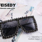 商品图片 5 | B096YZPRF2 | FEISEDY Oversized Sparkling Crystal Sunglasses Disco Diamond Flat Top Fashion Square Large Shades B2782