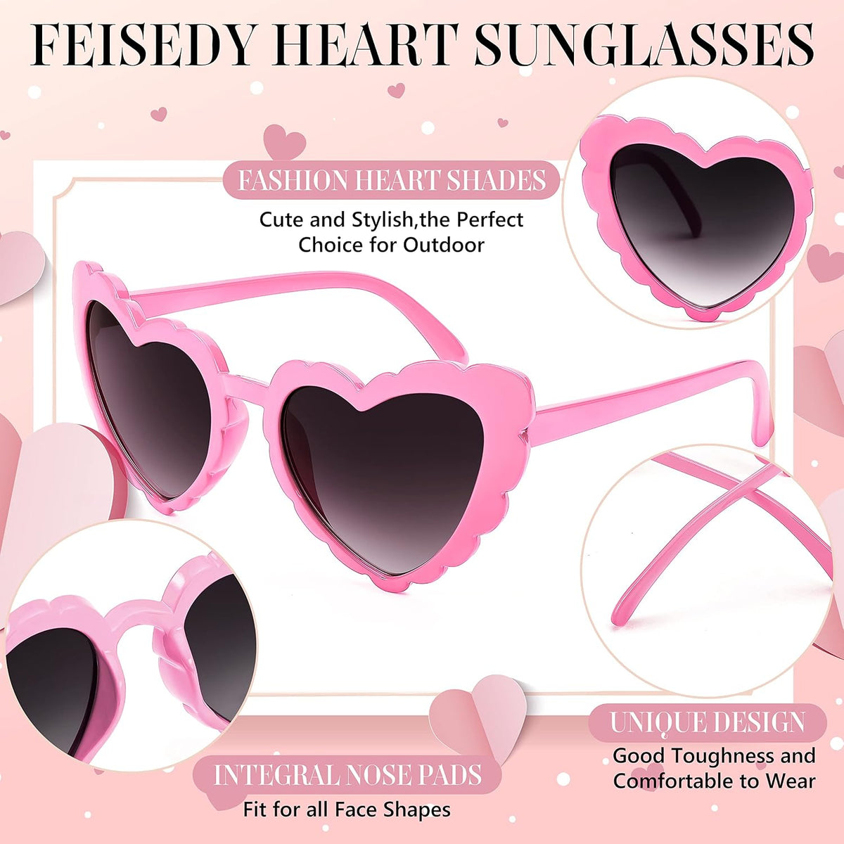 ÉÌƷͼƬ 19 | B0B8R3G4T8 | FEISEDY Love Heart Shaped Sunglasses for Women Trendy Retro Cat Eye Mod Style Stylish Glasses B2336