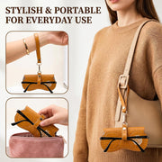 ÉÌƷͼƬ 20 | B0H4QTYMQP | FEISEDY Soft Crocodile Textured Leather Sunglass Bag, Portable Glasses Pouch With Button Clip Wrist Strap B0366