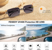 ÉÌƷͼƬ 16 | B0GX6FSM23 | FEISEDY Retro Rimless Rectangle Y2K Tinted Sunglasses for Women Men B0423