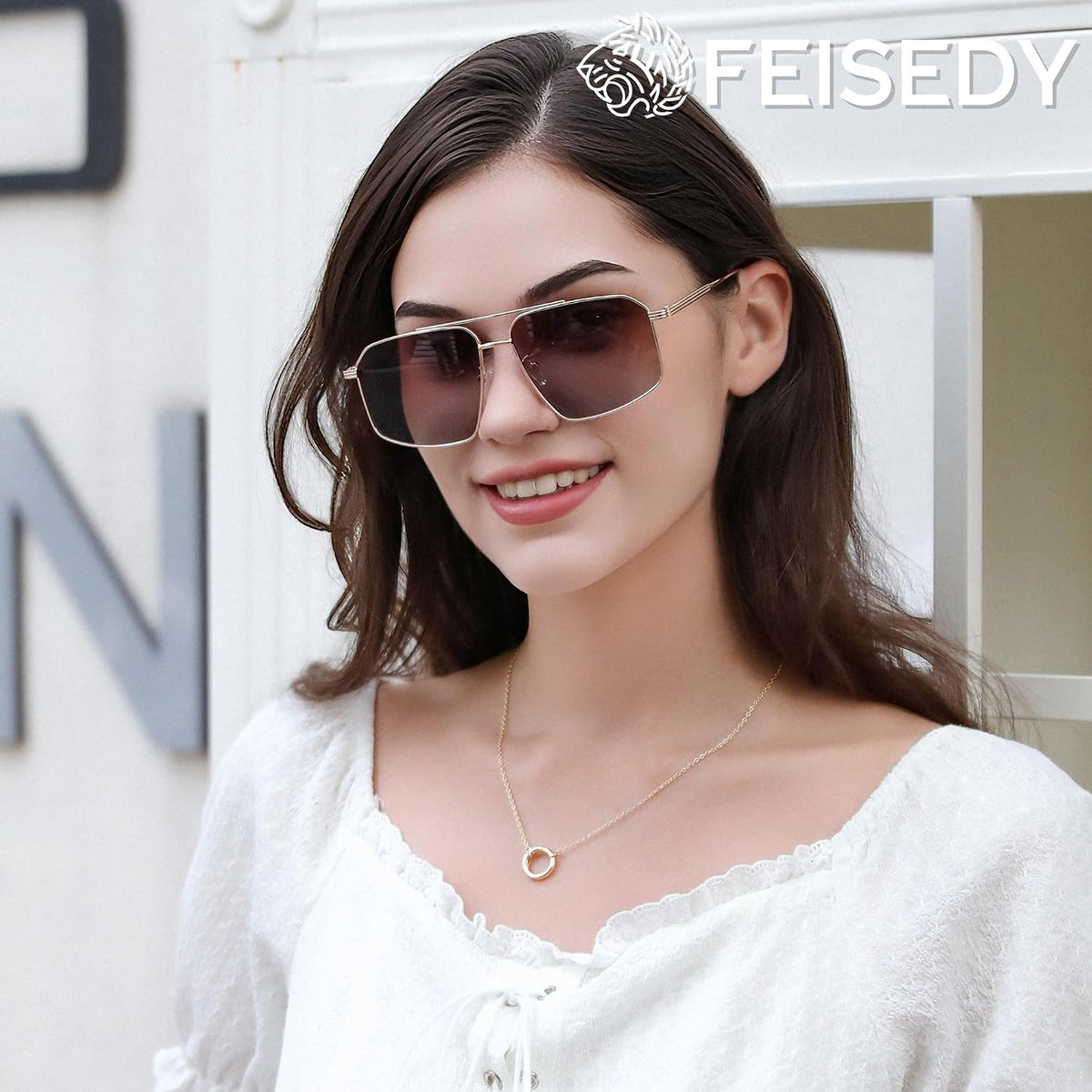 ÉÌƷͼƬ 11 | B0GQY2S7JF | FEISEDY Vintage Polarized Aviator Sunglasses Men Women Classic American Gradient Lens UV400 Protection B0273