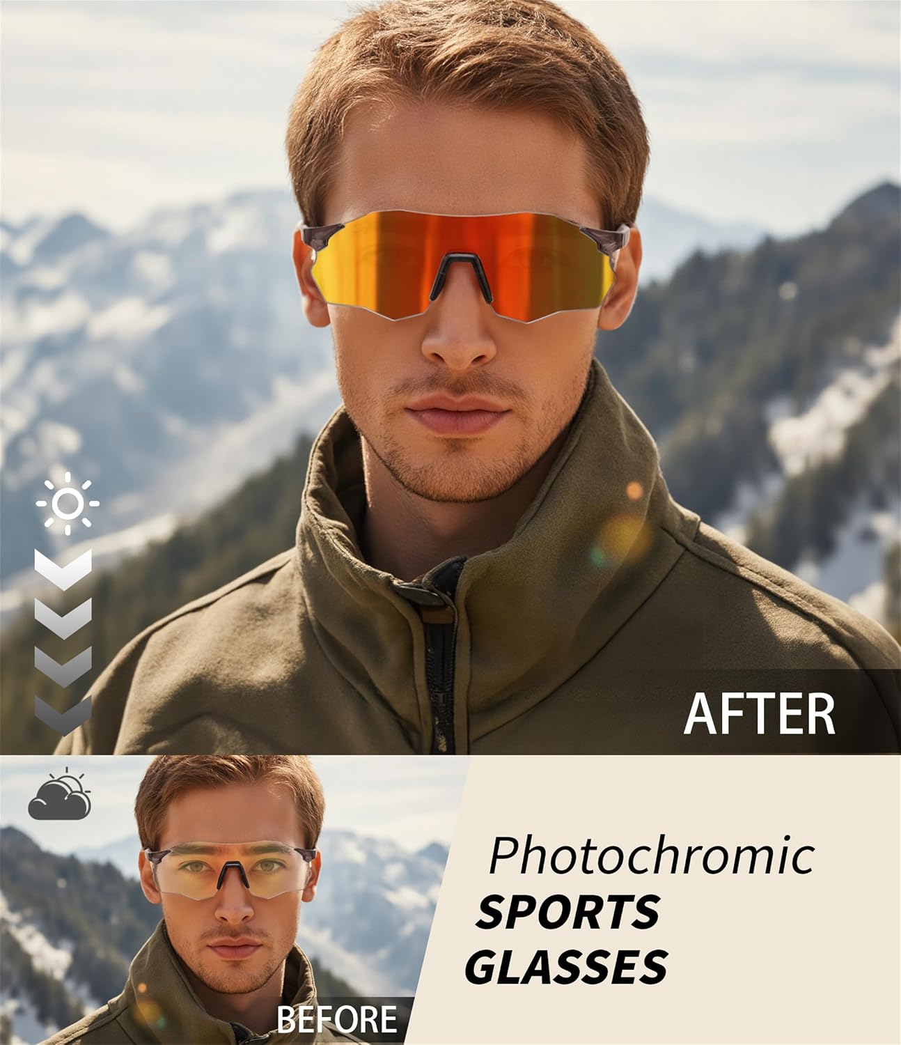 商品图片 19 | B0FHNVLT2X | FEISEDY Photochromic Cycling Glasses for Men Women Mountain Bike Sports Sunglasses UV Protection B0310