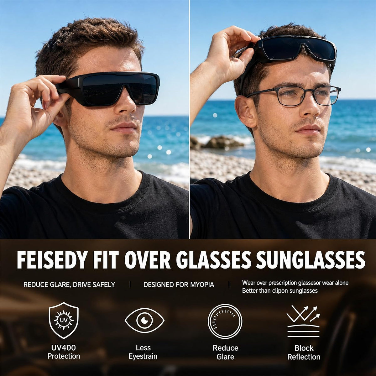 ÉÌƷͼƬ 29 | B0H2Z4Q1KM | FEISEDY Fit Over Glasses Polarized Sunglasses for Men Women B0456